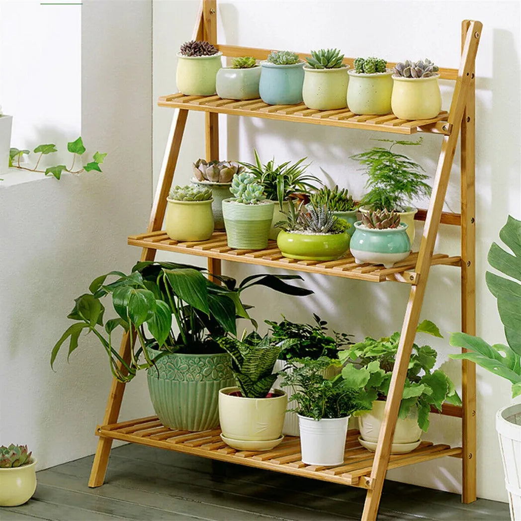 DecorBites™ Bamboo 3 Tier Plant Shelf Stand