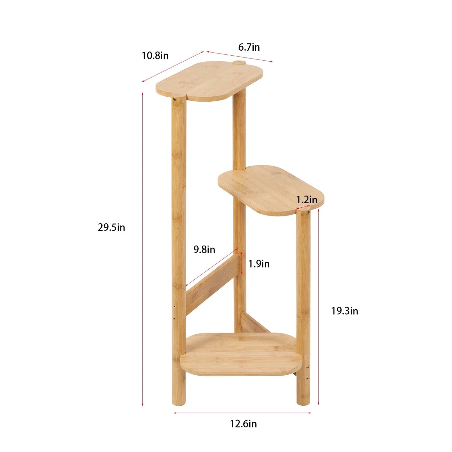 DecorBites™ Bamboo Corner Plant Stand: 3-Tier Flower Display