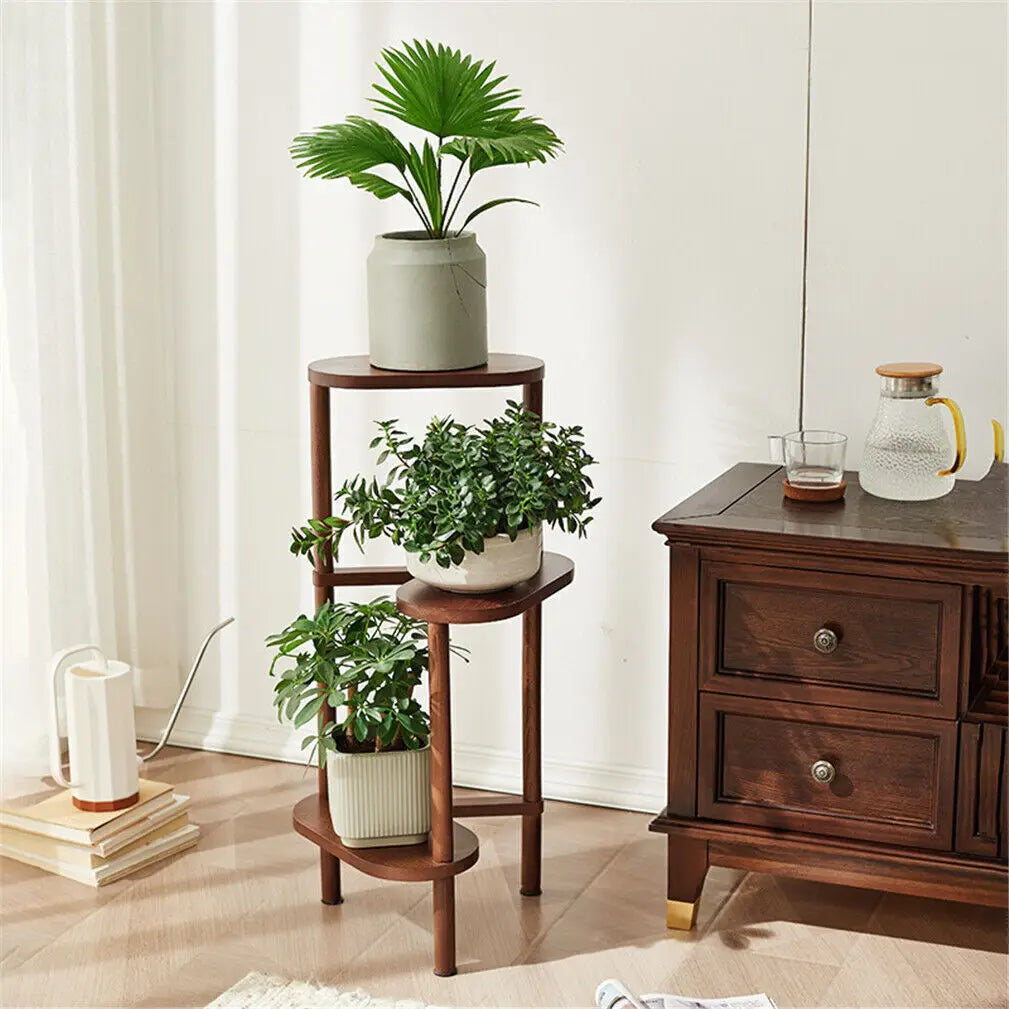 DecorBites™ Bamboo Corner Plant Stand for Garden Balcony