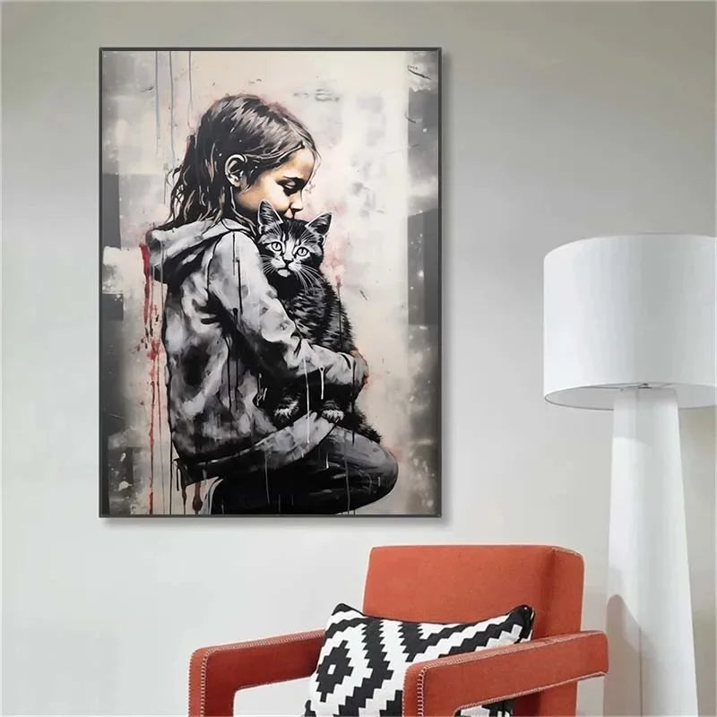 DecorBites™ Banksy Boy Girl Balloon Canvas Wall Art