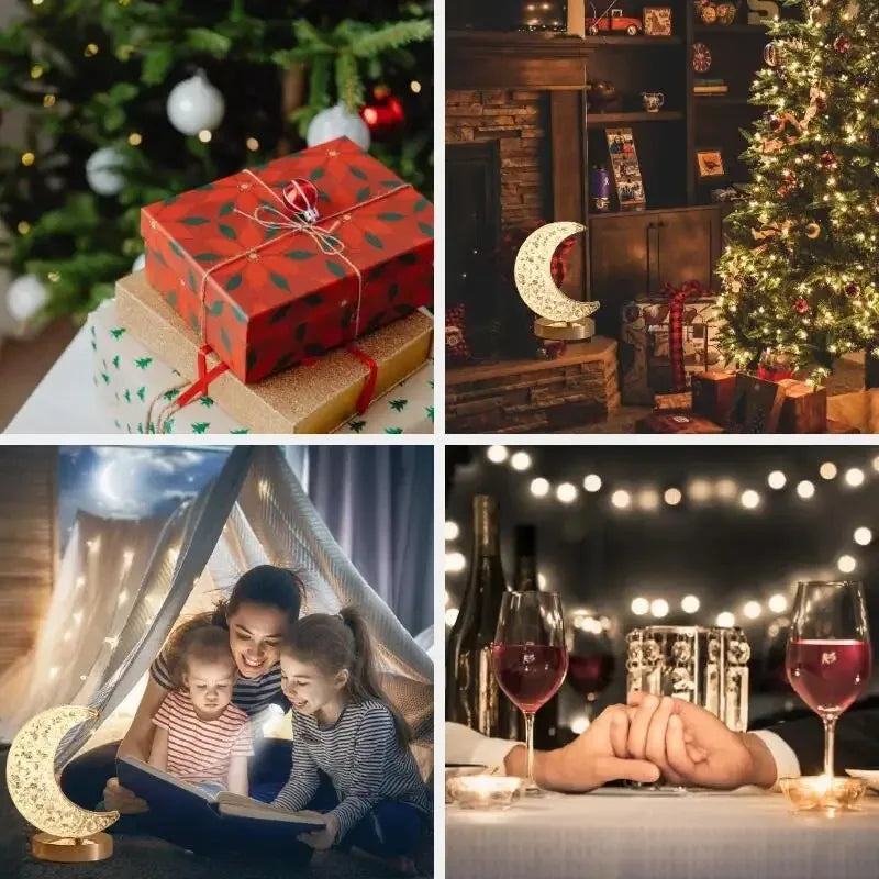 DecorBites™ Bedroom Crystal Touch Dimming Night Light Girls Room Home Decor Aesthetics USB Bedside LED Ambient Table 3D Moon Lamp