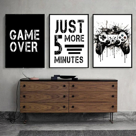 DecorBites™ Black and White Game Controller Wall Art