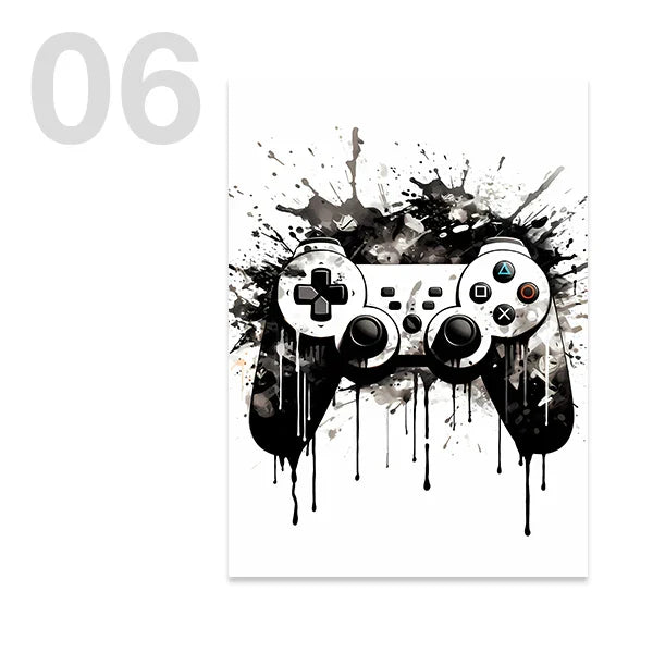 DecorBites™ Black and White Game Controller Wall Art
