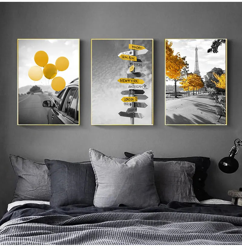 DecorBites™ Black and White Nordic Landscape Canvas Set