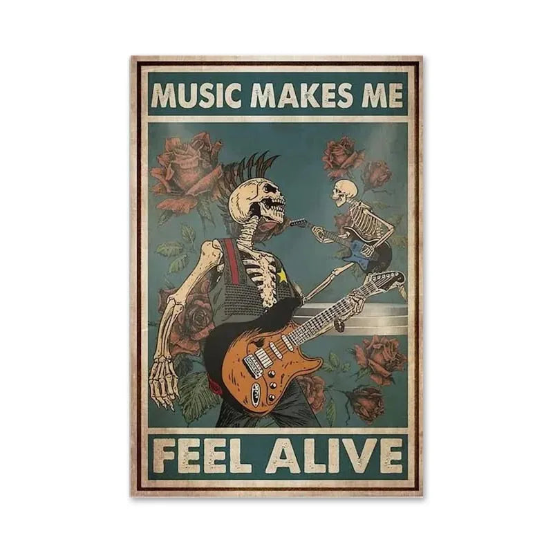 DecorBites™ Black Cat Reading Music Poster for Home Decor