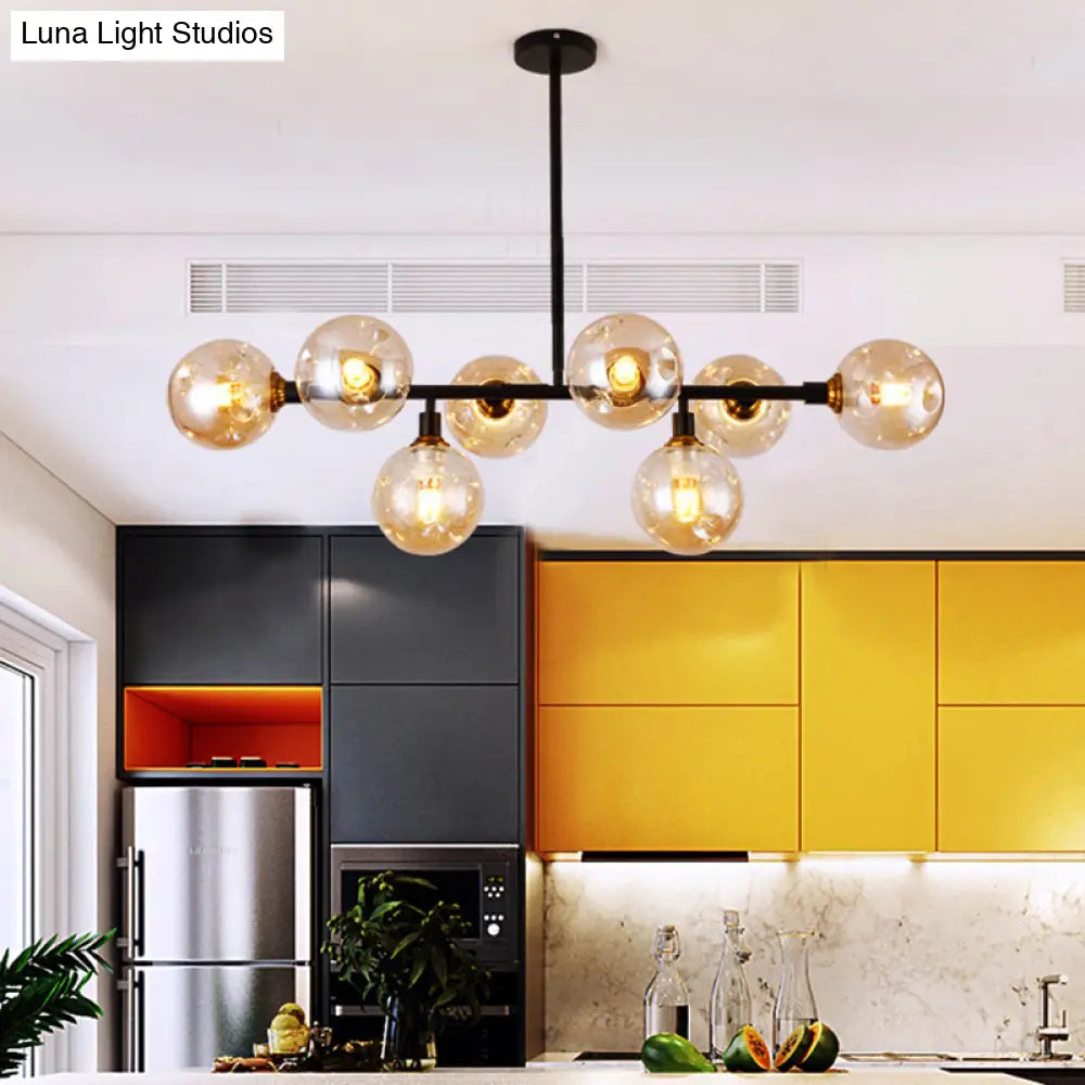 DecorBites™ Black Dimpled Glass Ball Pendant Light for Modern Dining Room Island