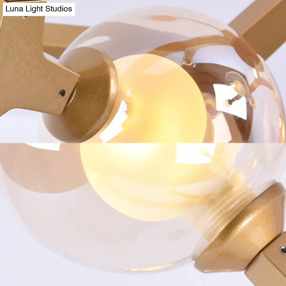 DecorBites™ Black/Gold Nordic Bubble Wall Sconce Lamp with Clear Glass - 2 Lights, Bedroom Lighting