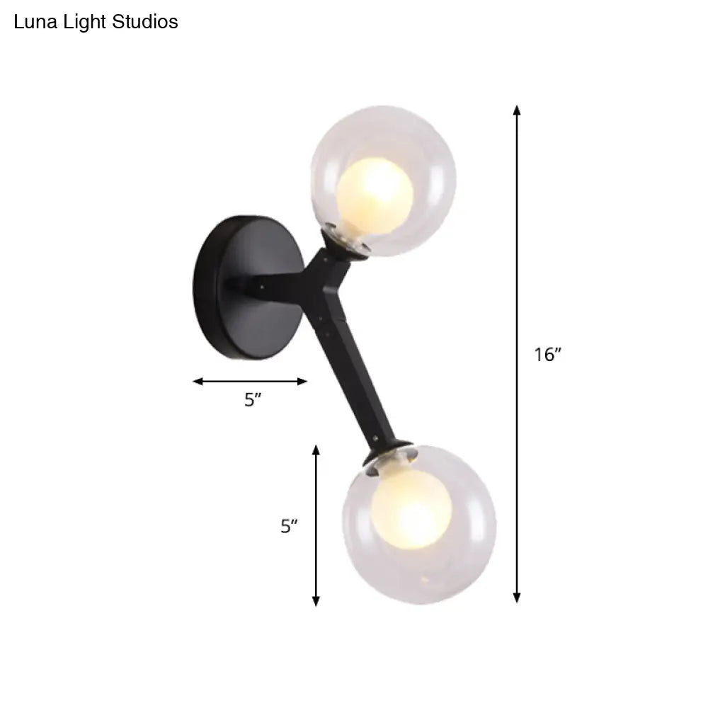 DecorBites™ Black/Gold Nordic Bubble Wall Sconce Lamp with Clear Glass - 2 Lights, Bedroom Lighting