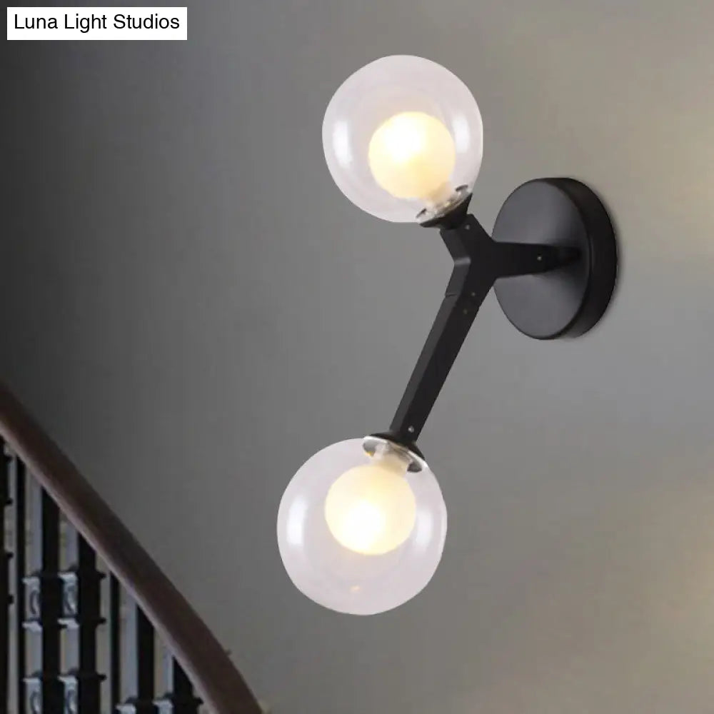 DecorBites™ Black/Gold Nordic Bubble Wall Sconce Lamp with Clear Glass - 2 Lights, Bedroom Lighting