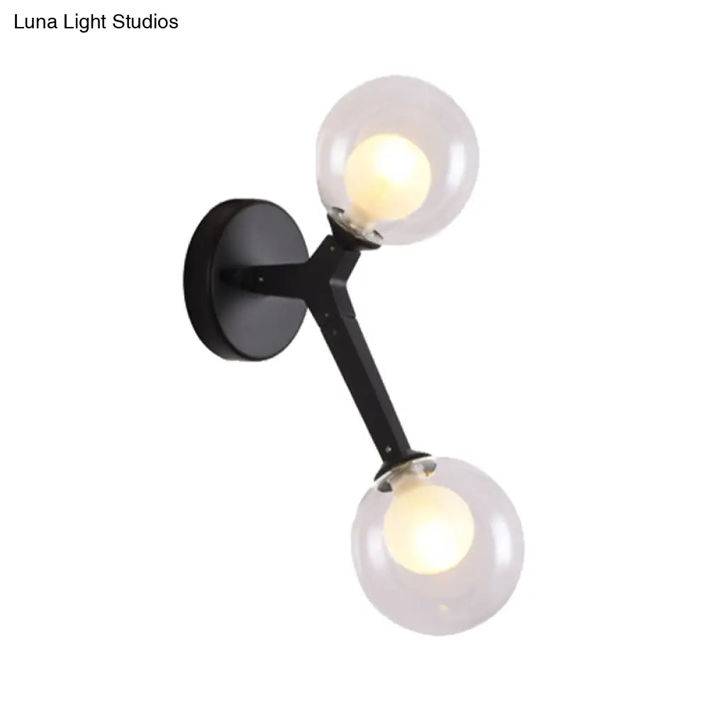 DecorBites™ Black/Gold Nordic Bubble Wall Sconce Lamp with Clear Glass - 2 Lights, Bedroom Lighting