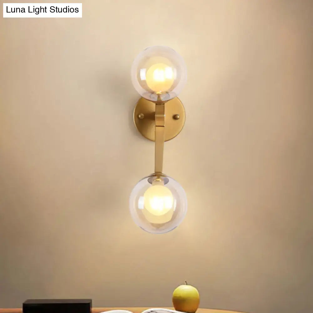 DecorBites™ Black/Gold Nordic Bubble Wall Sconce Lamp with Clear Glass - 2 Lights, Bedroom Lighting
