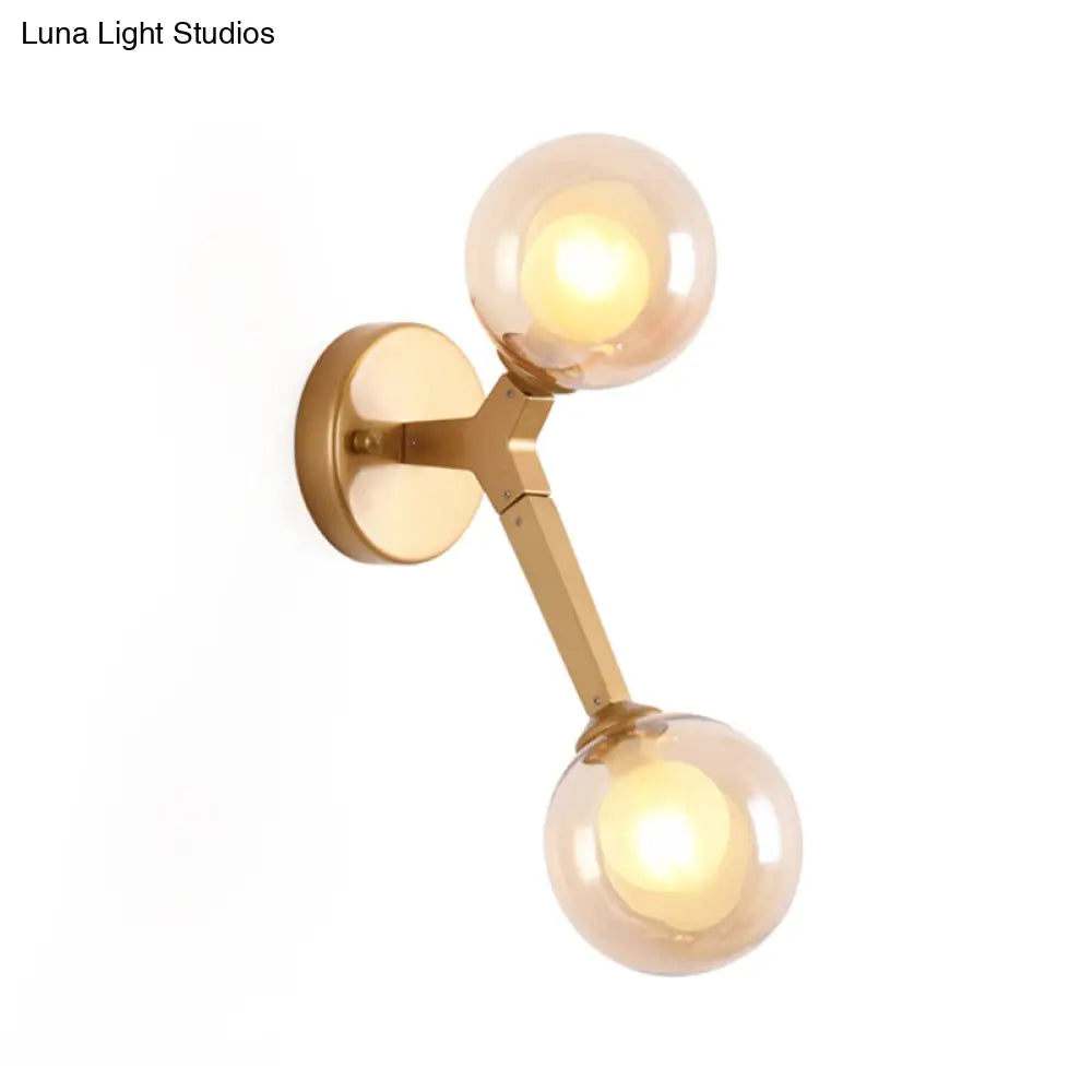DecorBites™ Black/Gold Nordic Bubble Wall Sconce Lamp with Clear Glass - 2 Lights, Bedroom Lighting