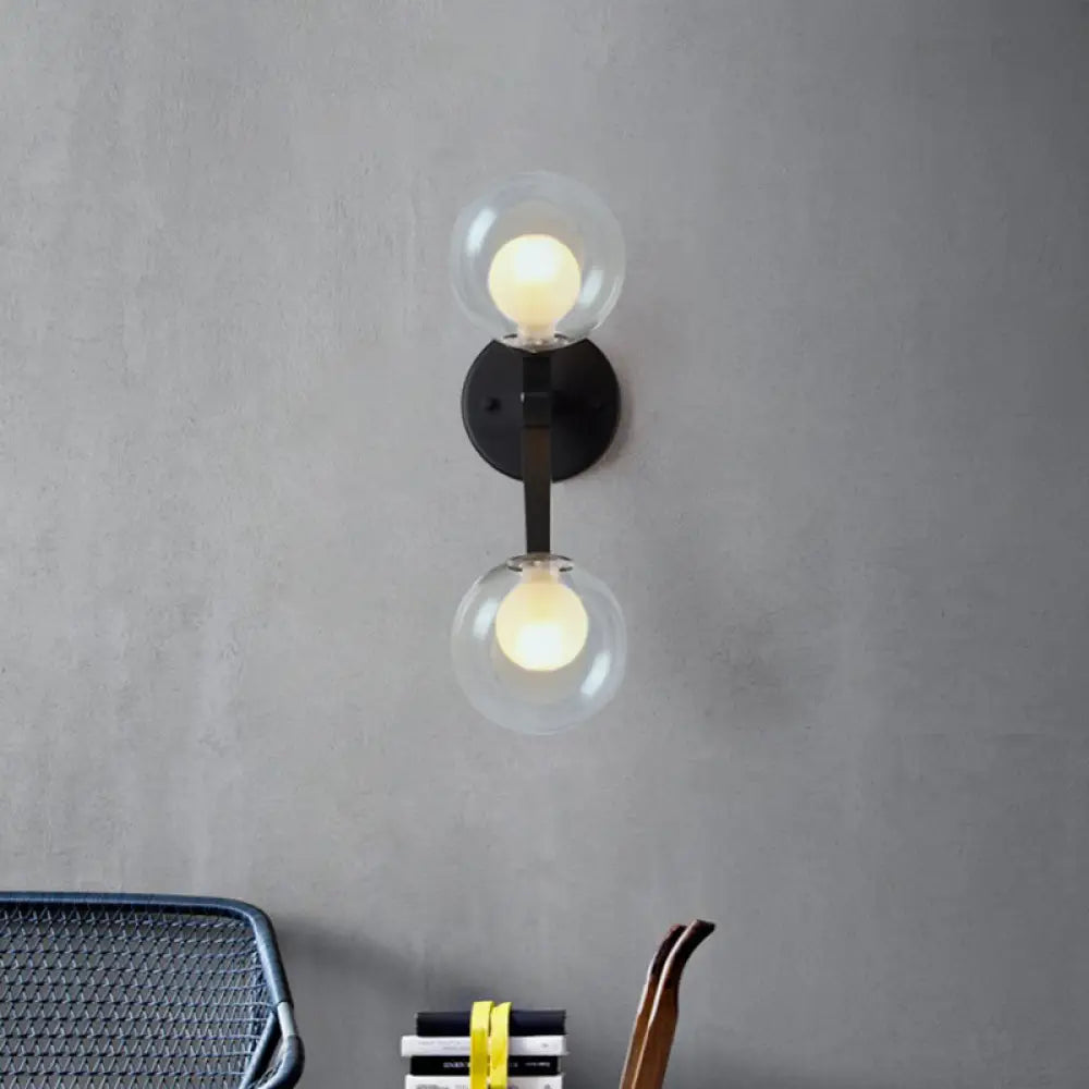 DecorBites™ Black/Gold Nordic Bubble Wall Sconce Lamp with Clear Glass - 2 Lights, Bedroom Lighting