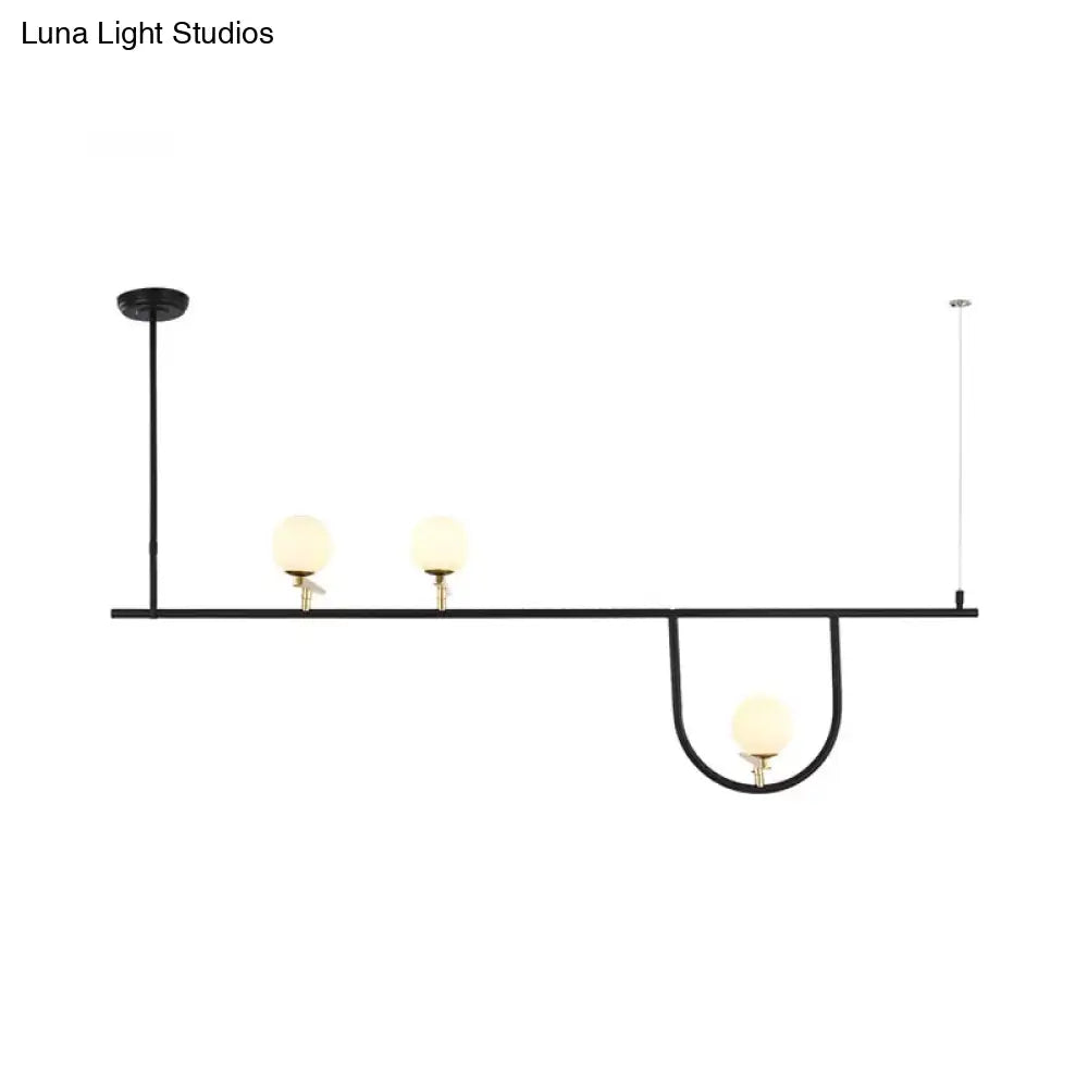 DecorBites™ Black Metal Triple-Light Globe Chandelier for Dining Rooms