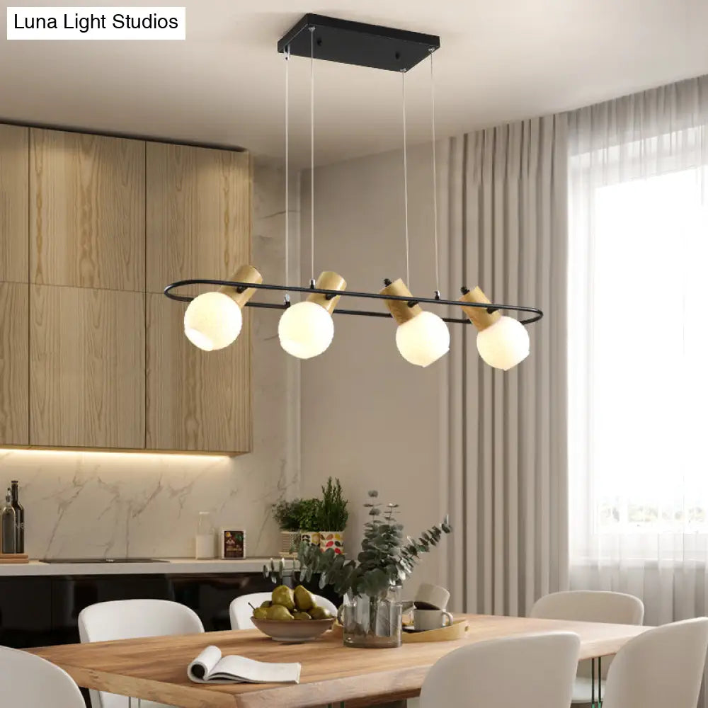 DecorBites™ Black Orb Island Pendant Light – Modern 3/4-Light Frosted Glass Hanging Lamp Kit with Rectangle Ring