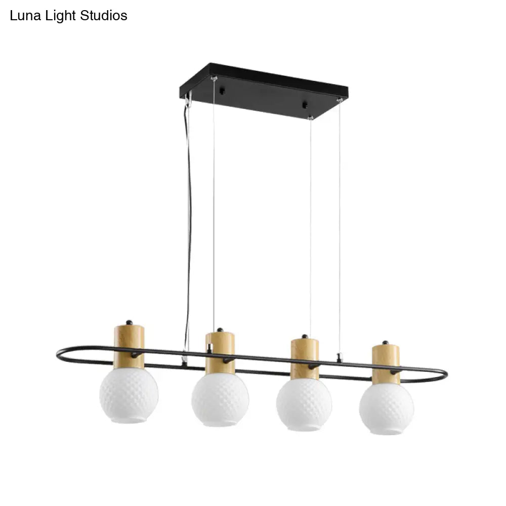 DecorBites™ Black Orb Island Pendant Light – Modern 3/4-Light Frosted Glass Hanging Lamp Kit with Rectangle Ring