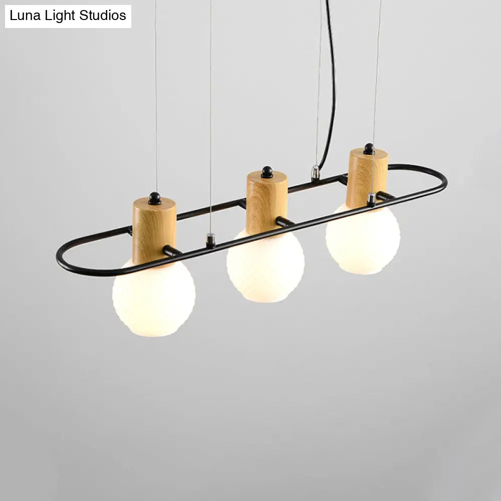 DecorBites™ Black Orb Island Pendant Light – Modern 3/4-Light Frosted Glass Hanging Lamp Kit with Rectangle Ring
