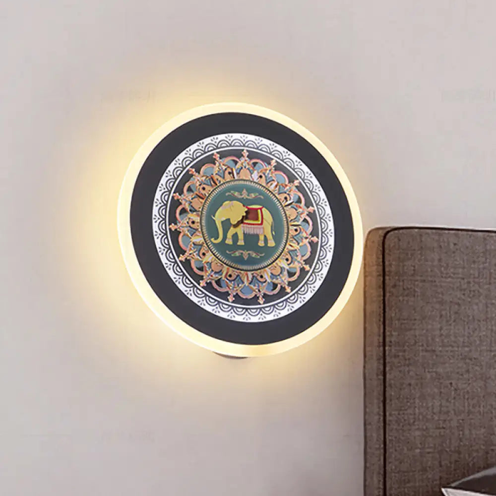 DecorBites™ Blue Elephant Wall Lamp: Moroccan-Inspired LED Fixture for Bedside or Mural
