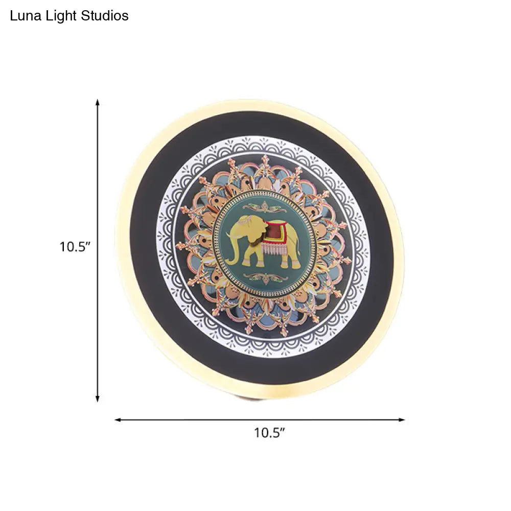 DecorBites™ Blue Elephant Wall Lamp: Moroccan-Inspired LED Fixture for Bedside or Mural