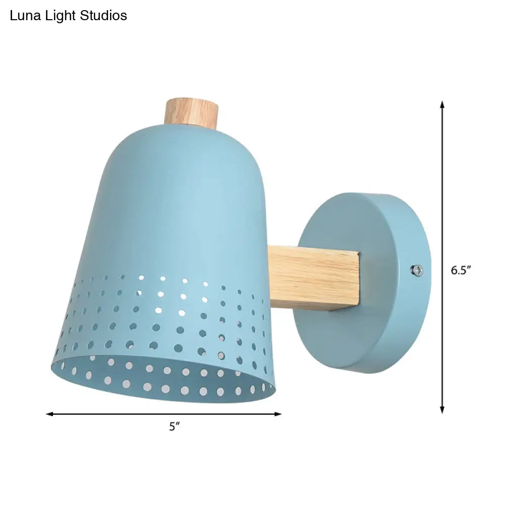 DecorBites™ Blue Macaron Metallic 1 Bulb Wall Sconce Lighting, 5" W - Tapered Wall Fixture for Restaurants