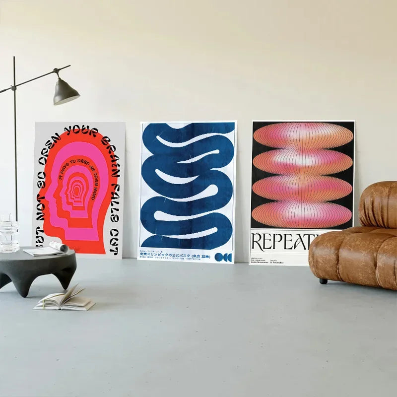 DecorBites™ Blue Wave Japanese Abstract Print Poster
