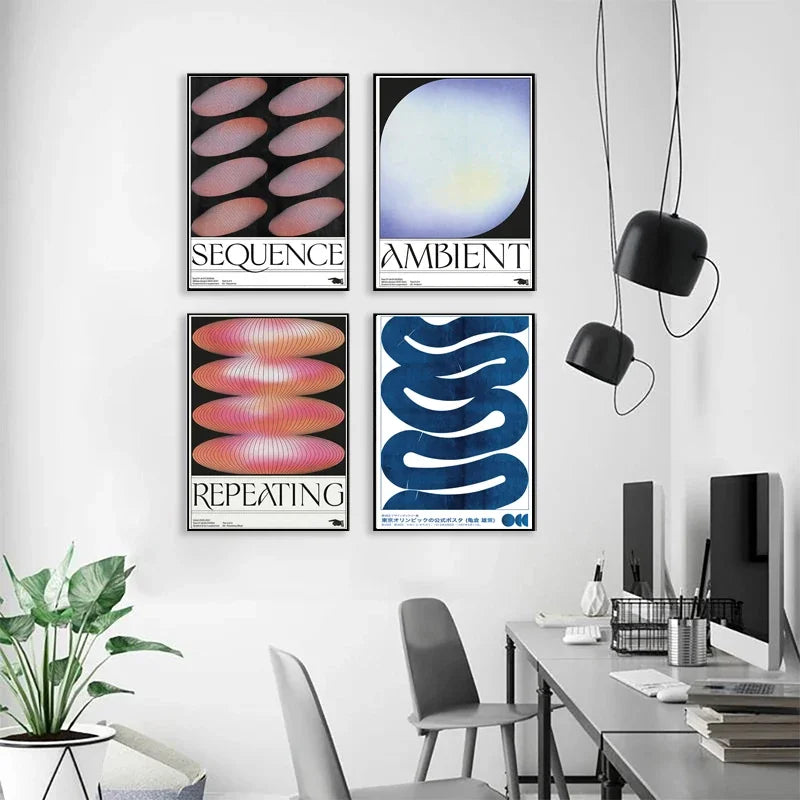 DecorBites™ Blue Wave Japanese Abstract Print Poster