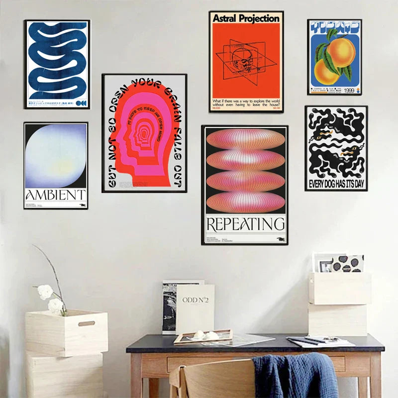 DecorBites™ Blue Wave Japanese Abstract Print Poster