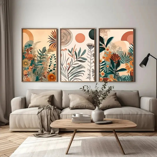 DecorBites™ Boho Floral Modern Canvas Art Set