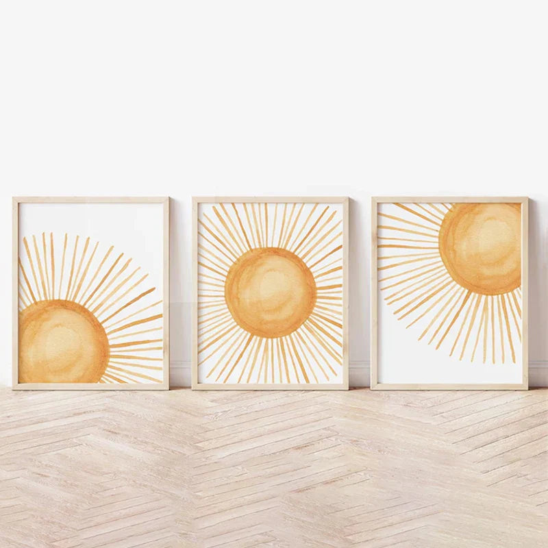 DecorBites™ Boho Rainbow Sunshine Nursery Poster Set