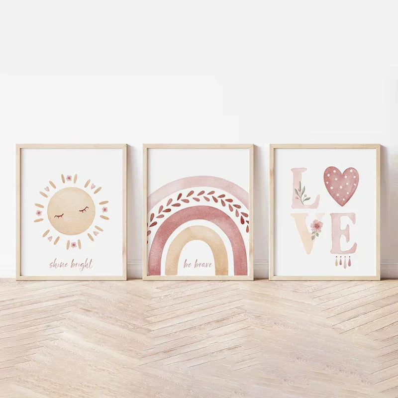 DecorBites™ Boho Rainbow Sunshine Nursery Poster Set