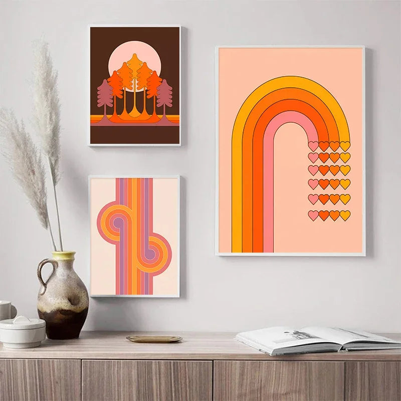 DecorBites™ Boho Sunset Art Prints for Living Room