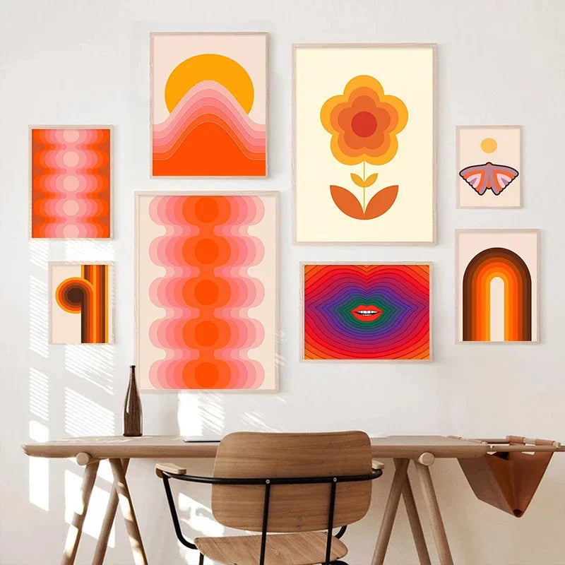 DecorBites™ Boho Sunset Art Prints for Living Room