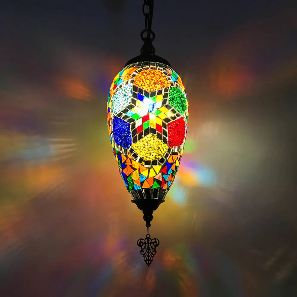 DecorBites™ Bronze Glass Teardrop Pendant Lighting - Colorful, Antique, 1/3 Heads Suspended Fixture