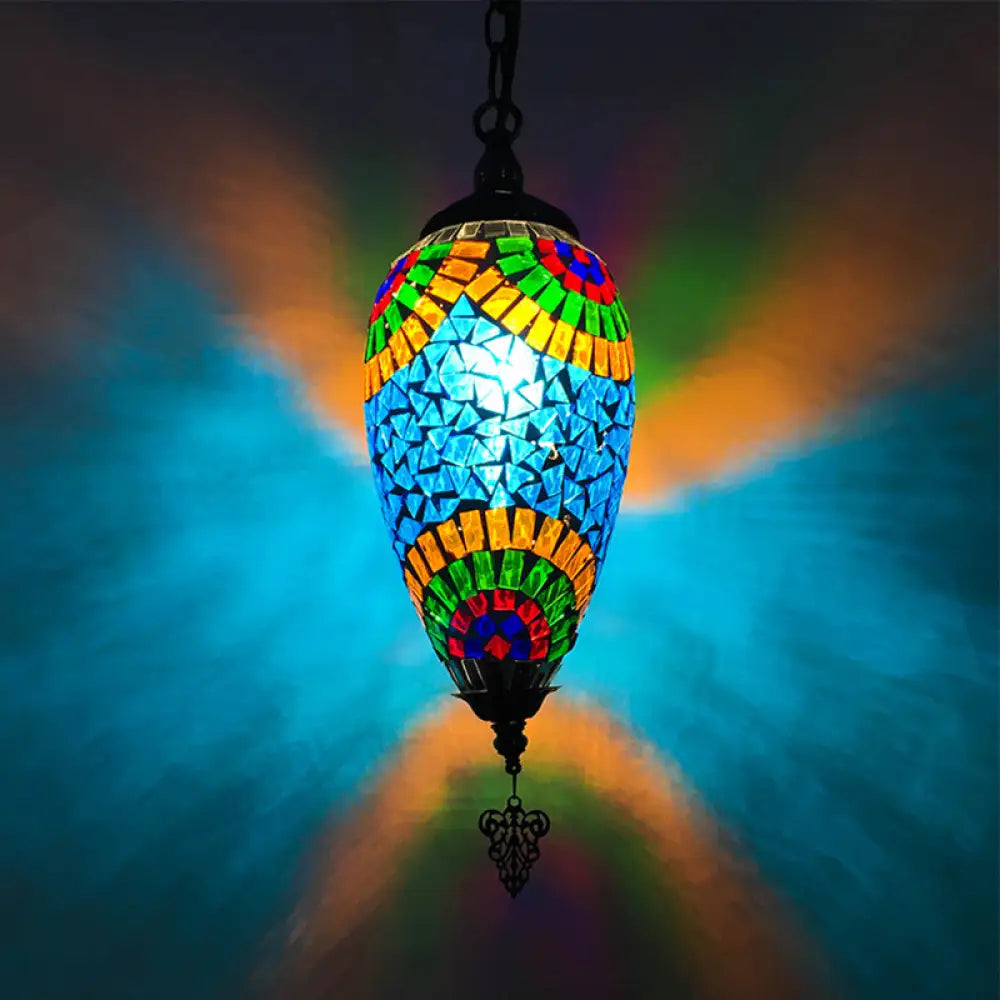 DecorBites™ Bronze Glass Teardrop Pendant Lighting - Colorful, Antique, 1/3 Heads Suspended Fixture