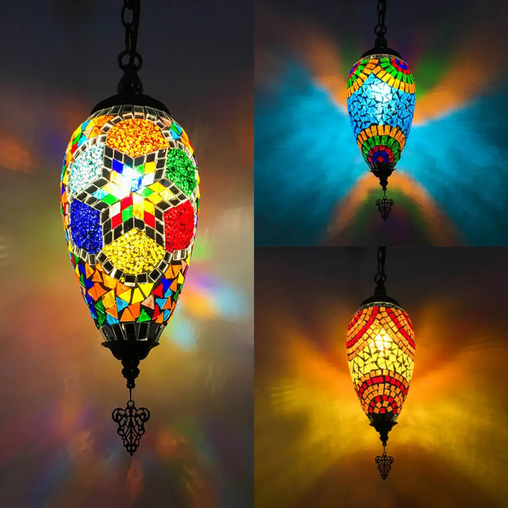 DecorBites™ Bronze Glass Teardrop Pendant Lighting - Colorful, Antique, 1/3 Heads Suspended Fixture