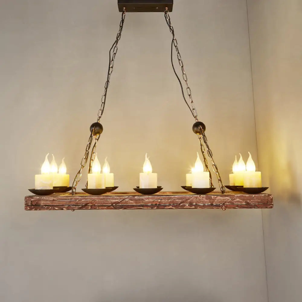 DecorBites™ Brown Wood Candelabra Pendant Light for Dining Room - Island Hanging Lamp Kit