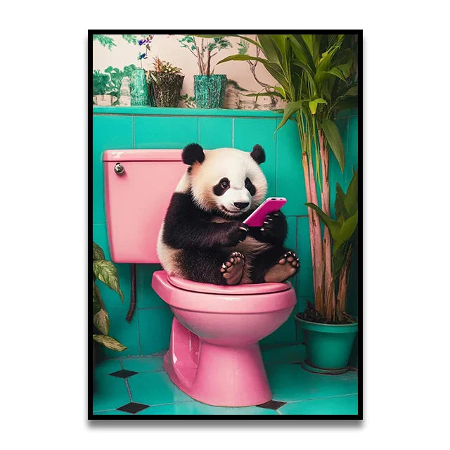 DecorBites™ Cat Reading on Toilet Wall Art