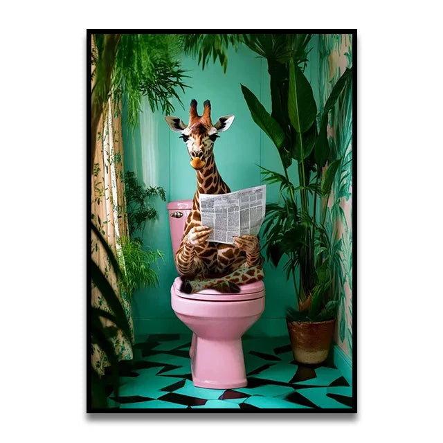DecorBites™ Cat Reading on Toilet Wall Art