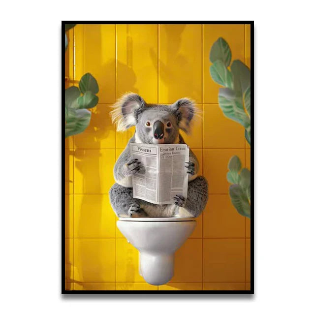 DecorBites™ Cat Reading on Toilet Wall Art