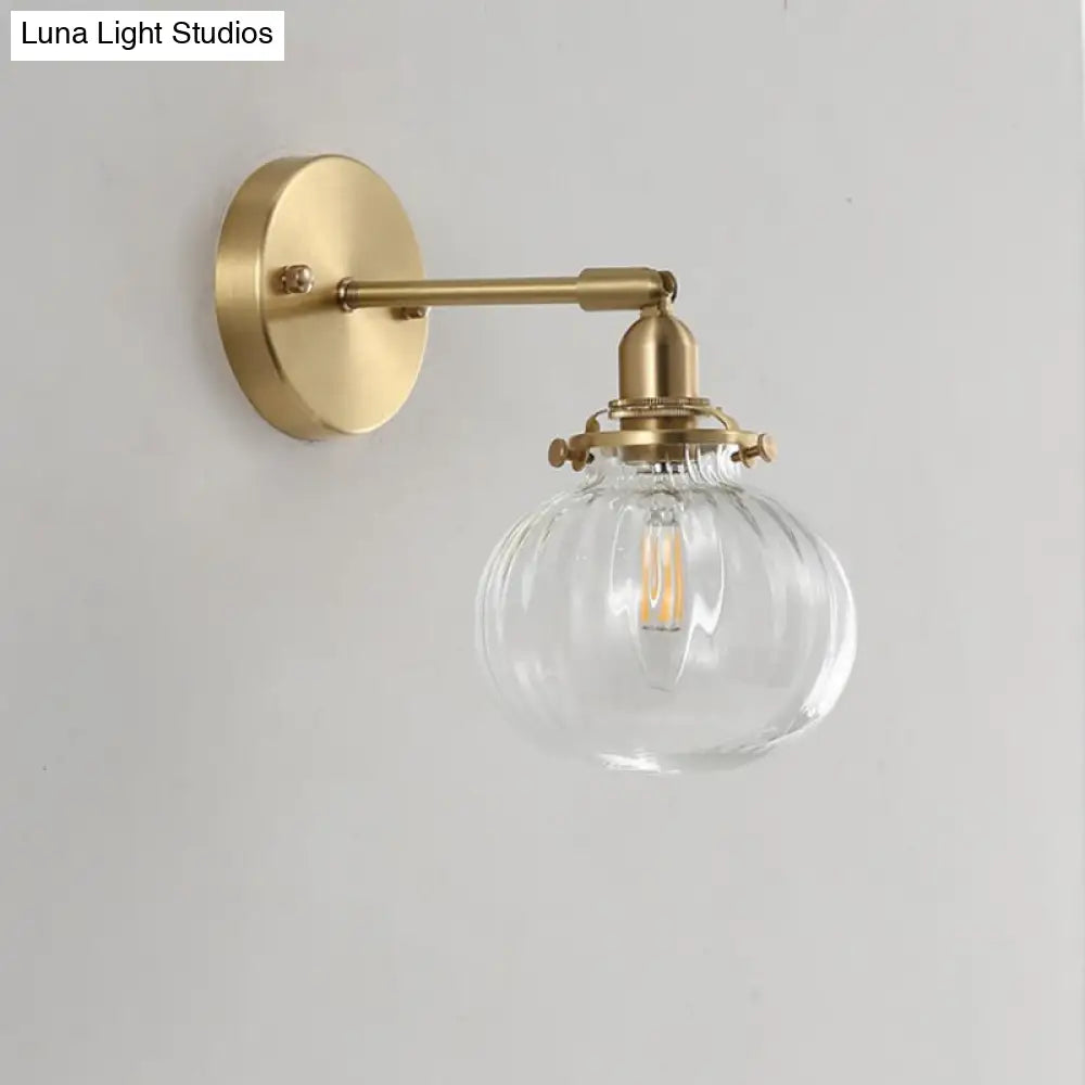 DecorBites™ Champagne/Clear Prismatic Glass Single Sconce Gold Wall Light - Minimalist Globe Design