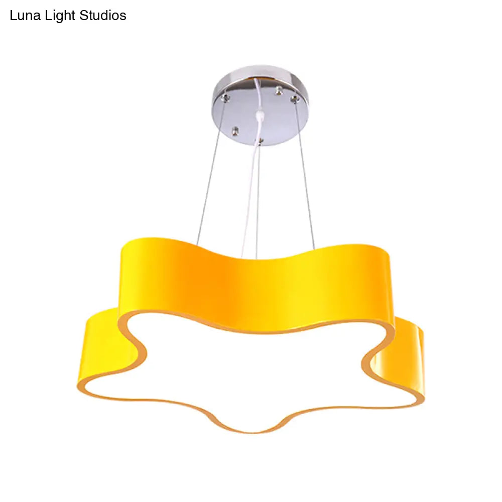 DecorBites™ Child Care Centre LED Hanging Light Kids Red/Green/Yellow Finish Drop Pendant with Star Acrylic Shade, 11"/15" W