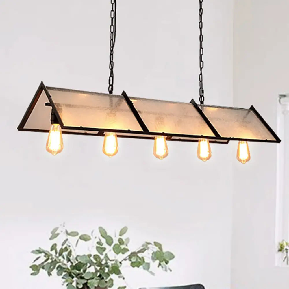 DecorBites™ Classic Black Island Lamp - 3/5 Light Ceiling Hanging Fixture with Exposed Bulbs & Frosted Glass