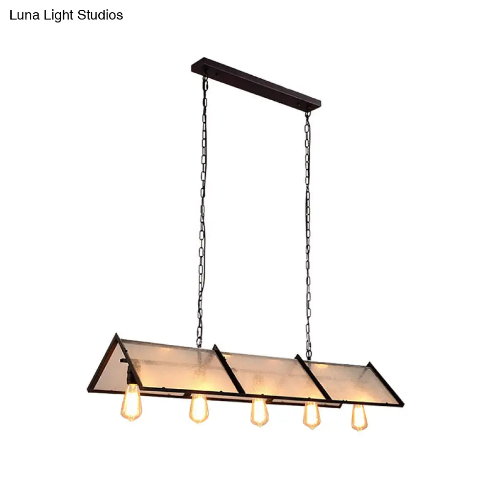 DecorBites™ Classic Black Island Lamp - 3/5 Light Ceiling Hanging Fixture with Exposed Bulbs & Frosted Glass