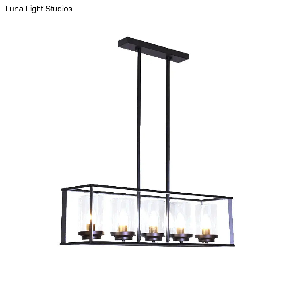 DecorBites™ Classic Black Island Pendant Lights for Dining Room with Clear Glass Shade (5/6 Lights)