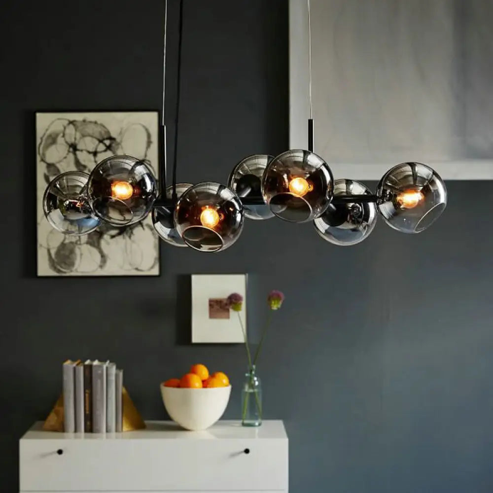 DecorBites™ Clear/Smoke Glass 8 Bulbs Suspended Lighting Fixture in Black/Gold for Dining Room