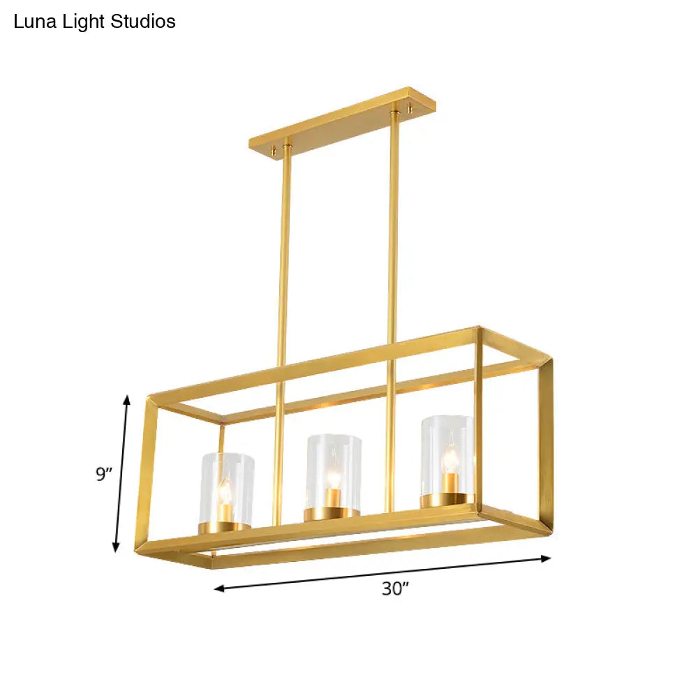 DecorBites™ Colonial Gold Island Ceiling Light with Clear Glass and Metal Cage