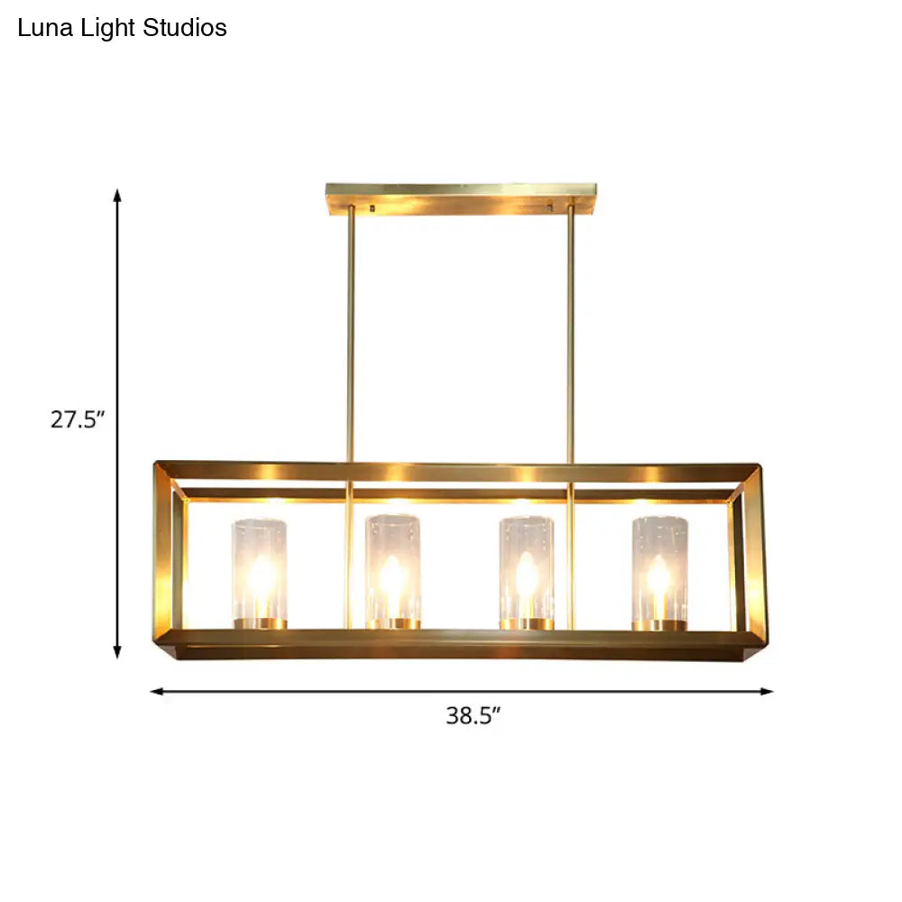 DecorBites™ Colonial Gold Island Ceiling Light with Clear Glass and Metal Cage