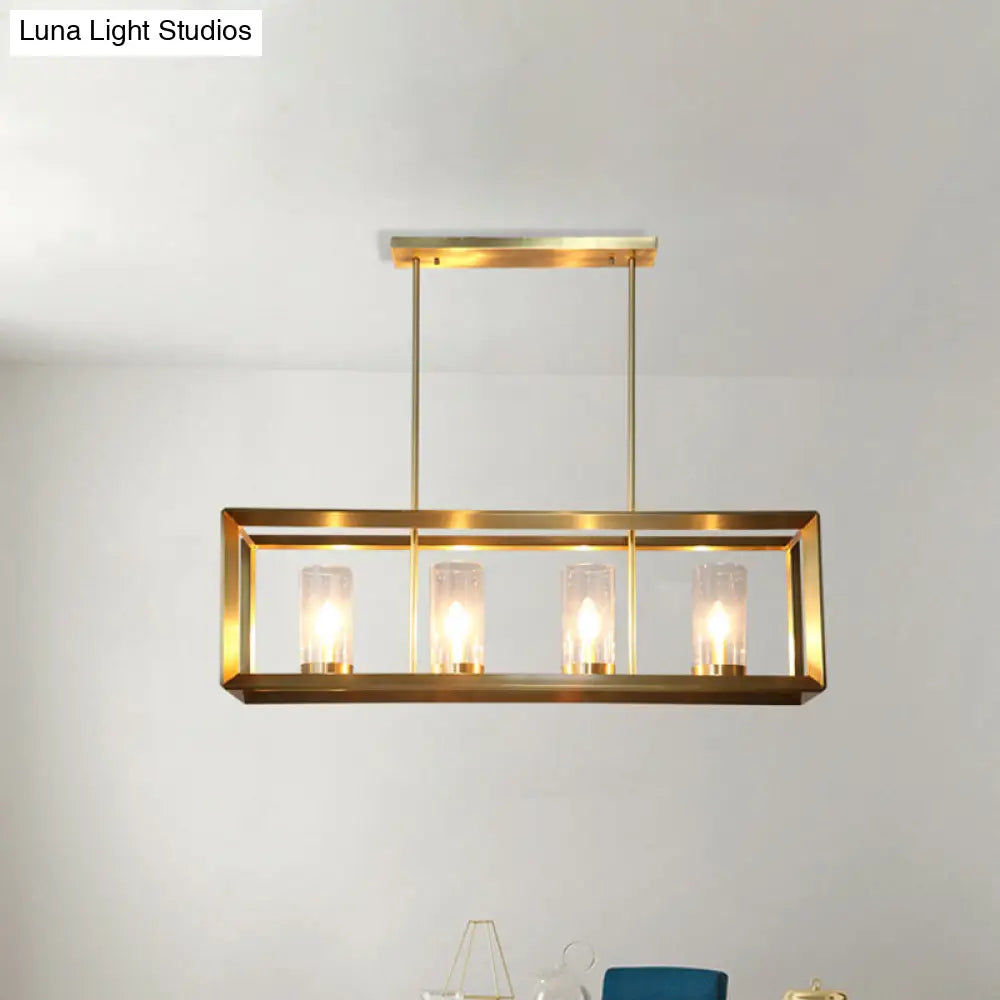 DecorBites™ Colonial Gold Island Ceiling Light with Clear Glass and Metal Cage