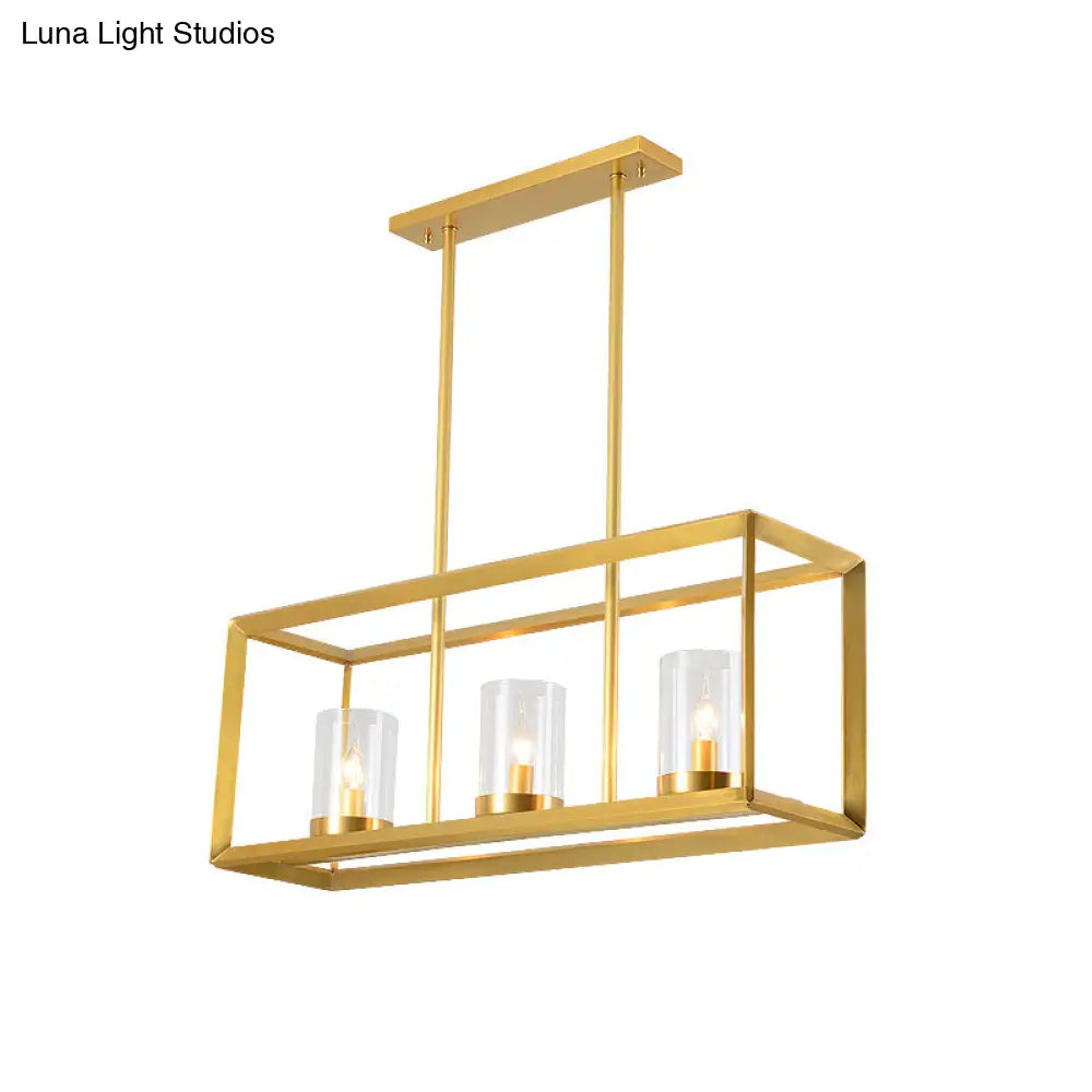 DecorBites™ Colonial Gold Island Ceiling Light with Clear Glass and Metal Cage