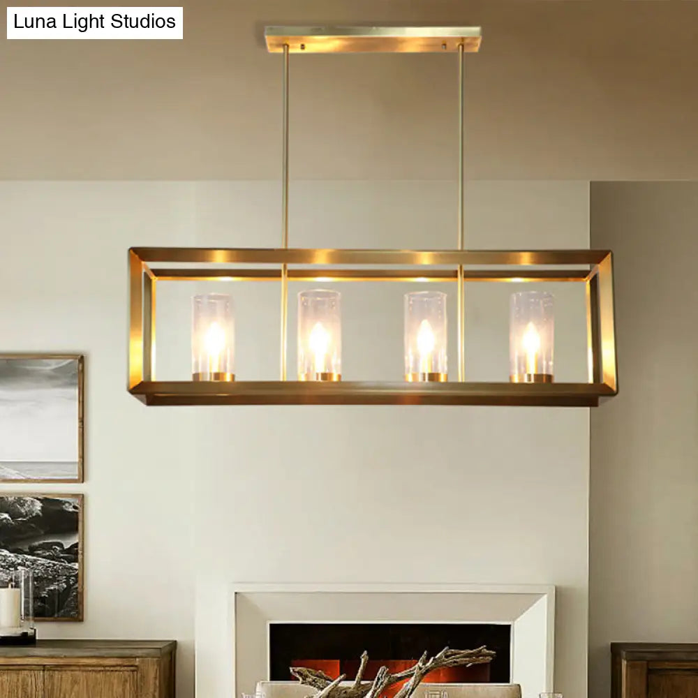 DecorBites™ Colonial Gold Island Ceiling Light with Clear Glass and Metal Cage